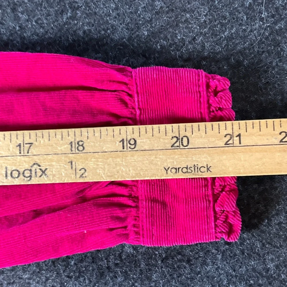 Ralph Lauren Corduroy Dress Kids 12 Pink Ruffle Drop Waist Preppy Dark Academia